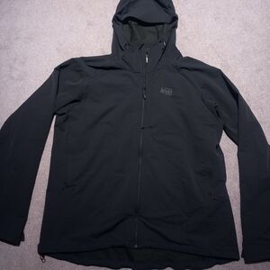 REI Co-op Rain Jacket Mens XL Black Backpacking Outdoor Lightweight Windbreaker
